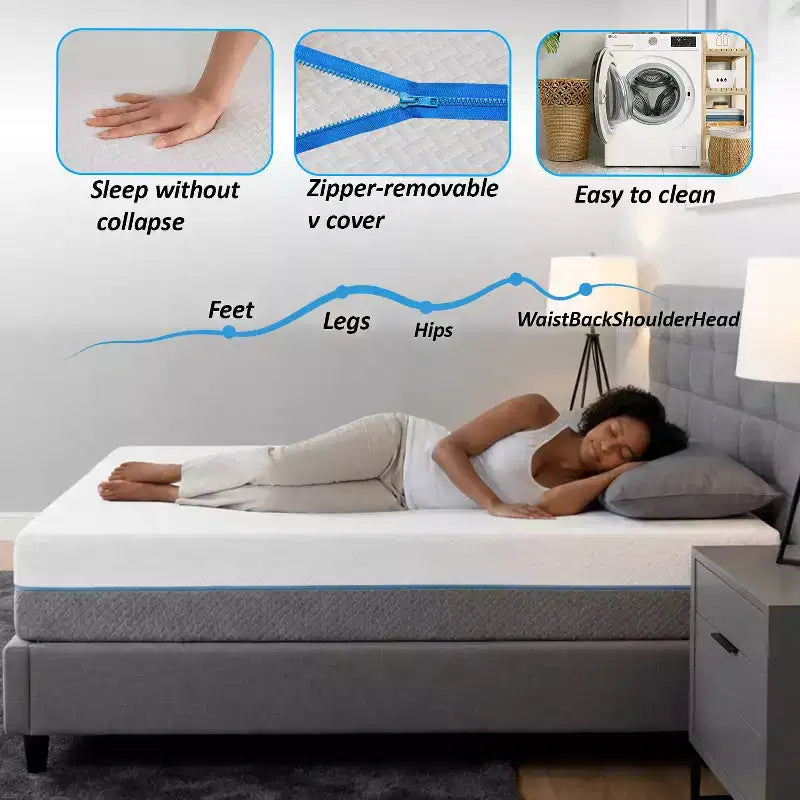 Matelas en mousse à mémoire de forme double face Dyonery avec housse amovible, offrant deux options de confort de couchage