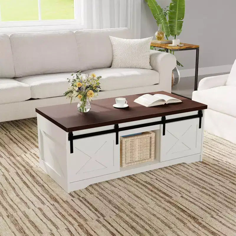 Table basse relevable de ferme, design moderne, construction durable, surface spacieuse, pour salon ou bureau