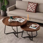Lot de 2 tables basses, petites tables basses rondes durables de style Mid-Century pour le salon, ensemble de tables basses gigognes modernes faciles à monter, tables d'appoint circulaires