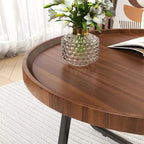 Lot de 2 tables basses, petites tables basses rondes durables de style Mid-Century pour le salon, ensemble de tables basses gigognes modernes faciles à monter, tables d'appoint circulaires