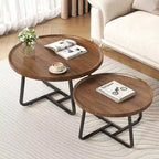 2 PCS Coffee Table, Durable Mid Century Small Round Coffee Tables for Living Room, Easy Assembly Modern Nesting Coffee Tables Set, Circle Side Tables