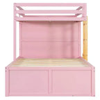 Lit superposé moderne Luxystar double sur double avec placard intégré et 7 tiroirs de rangement