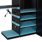 Lit mezzanine en bois pleine taille Luxystar avec bureau réglable, armoire, étagères et panneau perforé