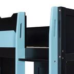Lit mezzanine en bois pleine taille Luxystar avec bureau réglable, armoire, étagères et panneau perforé