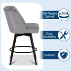 Tabourets de bar avec dossiers, lot de 2 tabourets de bar hauteur de comptoir 66 cm, chaises d'îlot de cuisine modernes