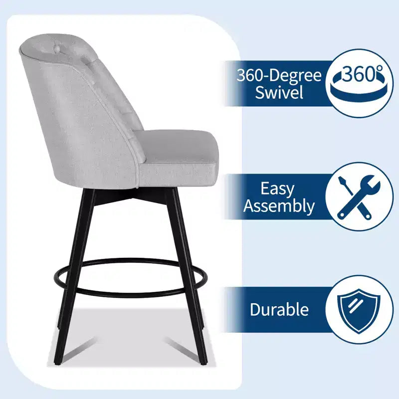 Tabourets de bar avec dossiers, lot de 2 tabourets de bar hauteur de comptoir 66 cm, chaises d'îlot de cuisine modernes