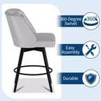 Tabourets de bar avec dossiers, lot de 2 tabourets de bar hauteur de comptoir 66 cm, chaises d'îlot de cuisine modernes