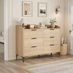 Commode moderne en bois à 6 tiroirs, grande commode de rangement - Organisateur vertical autoportant avec pieds réglables