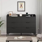 Commode moderne en bois à 6 tiroirs, grande commode de rangement - Organisateur vertical autoportant avec pieds réglables