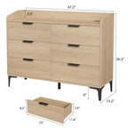 Commode moderne en bois à 6 tiroirs, grande commode de rangement - Organisateur vertical autoportant avec pieds réglables