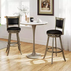 Tabourets de bar pivotants Costway avec cadre en bois d'hévéa massif, lot de 2 ou 4, pour îlot de cuisine Gris et Noir/Noir