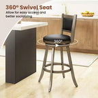 Tabourets de bar pivotants Costway avec cadre en bois d'hévéa massif, lot de 2 ou 4, pour îlot de cuisine Gris et Noir/Noir