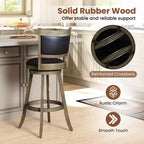 Tabourets de bar pivotants Costway avec cadre en bois d'hévéa massif, lot de 2 ou 4, pour îlot de cuisine Gris et Noir/Noir