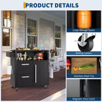 Table de cuisson, chariot de bar extérieur, chariot de barbecue avec armoire de rangement, îlot de cuisine multifonction, table de préparation des aliments avec surface en acier inoxydable
