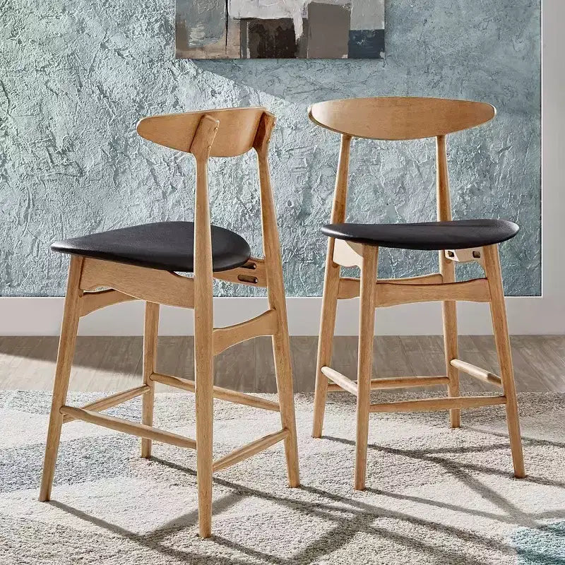 Tabouret de bar Cortland - Lot de 2 - Naturel/Noir - iNSPIRE Q