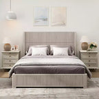 GDFStudio Alderwyn Modern Solid Wood Bed with Headboard