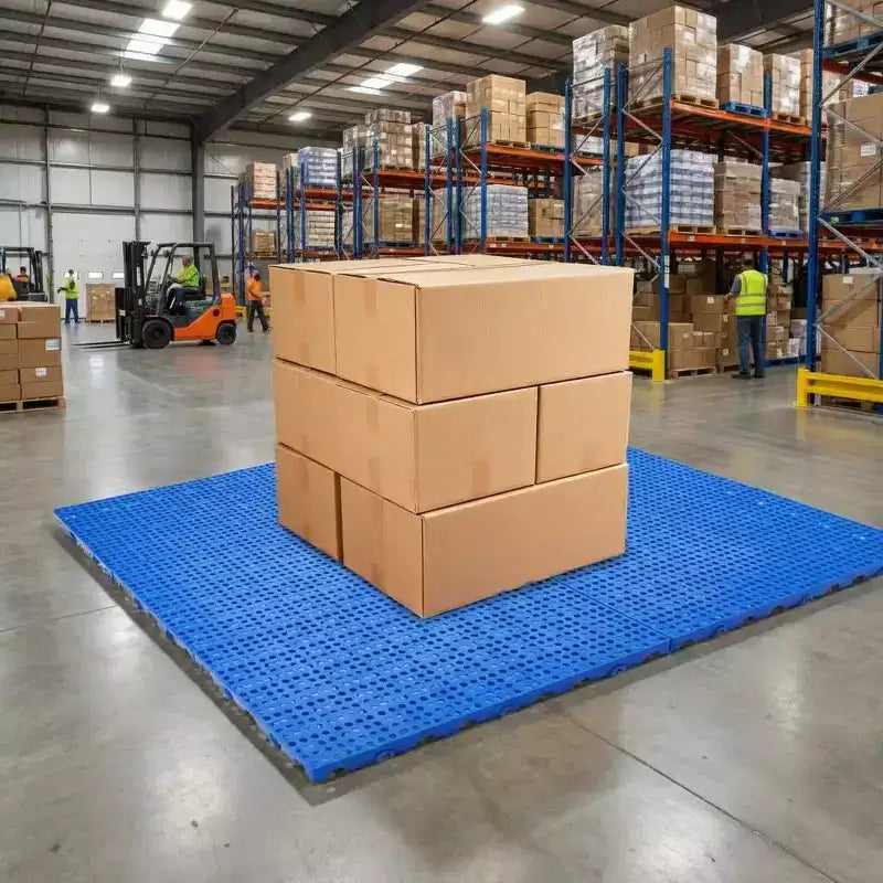 Lot de 6 palettes en plastique emboîtables et empilables, antidérapantes et ventilées pour entrepôt, garage