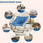 Fauteuil de salon pliable en fausse fourrure pour adultes, fauteuil d'angle pliant pour bureau, salon et petits espaces, lecture confortable en intérieur et assise douillette