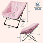 Fauteuil de salon pliable en fausse fourrure pour adultes, fauteuil d'angle pliant pour bureau, salon et petits espaces, lecture confortable en intérieur et assise douillette
