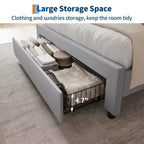 Cadre de lit plateforme rembourré COZONY Twin / Queen, tête de lit de rangement avec station de recharge et tiroirs