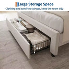 Cadre de lit plateforme rembourré COZONY Twin / Queen, tête de lit de rangement avec station de recharge et tiroirs