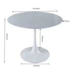 Table Tulipe de 42,1 pouces avec Plateau Rond en MDF et Pieds en Métal, pour 4-6 Personnes, Fait Également Office de Table Basse