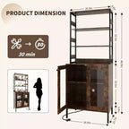 Armoire de cuisine haute de 170 cm avec lumières LED et prises de courant, étagère à vin industrielle autoportante et meuble de rangement pour salle à manger et salon
