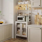 Armoire de cuisine haute de 170 cm avec lumières LED et prises de courant, étagère à vin industrielle autoportante et meuble de rangement pour salle à manger et salon