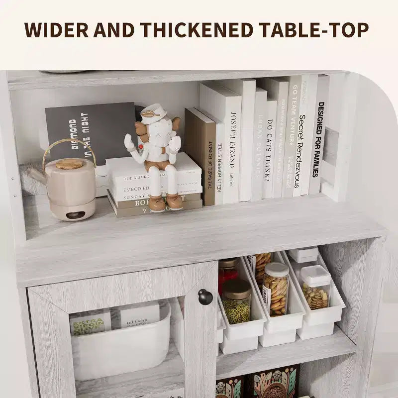 Armoire de cuisine haute de 170 cm avec lumières LED et prises de courant, étagère à vin industrielle autoportante et meuble de rangement pour salle à manger et salon