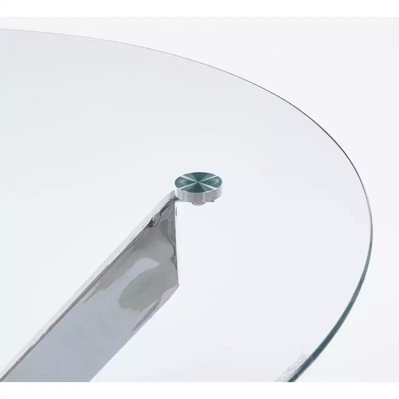 Ensemble de salle à manger 5 pièces style Mid-Century avec plateau en verre et pieds en métal pour 4 à 6 personnes, fait aussi office de table basse