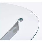 Ensemble de salle à manger 5 pièces style Mid-Century avec plateau en verre et pieds en métal pour 4 à 6 personnes, fait aussi office de table basse