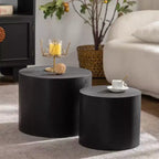 Lot de 2 tables basses gigognes rondes, design compact et gain de place, pour salon ou chambre à coucher