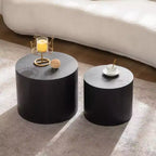Lot de 2 tables basses gigognes rondes, design compact et gain de place, pour salon ou chambre à coucher