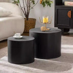 Lot de 2 tables basses gigognes rondes, design compact et gain de place, pour salon ou chambre à coucher