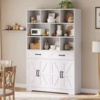 Bibliothèque haute Garvee de 180 cm avec 2 tiroirs et 4 portes, grande étagère de rangement moderne à 6 niveaux et 120 cm de large avec étagères pour salon ou bureau