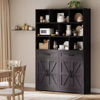 Bibliothèque haute Garvee de 180 cm avec 2 tiroirs et 4 portes, grande étagère de rangement moderne à 6 niveaux et 120 cm de large avec étagères pour salon ou bureau