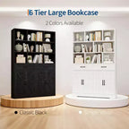 Bibliothèque haute Garvee de 180 cm avec 2 tiroirs et 4 portes, grande étagère de rangement moderne à 6 niveaux et 120 cm de large avec étagères pour salon ou bureau