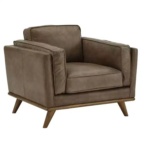 Ali Oxford Leather Accent Chair - Brown - iNSPIRE Q