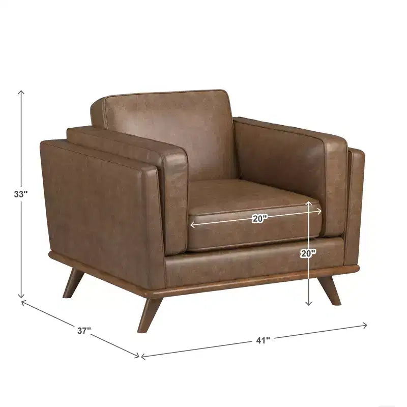 Fauteuil d'appoint en cuir Ali Oxford - Marron - iNSPIRE Q
