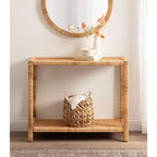 Console en rotin Kate and Laurel Rafina, 36x12x30, Naturel