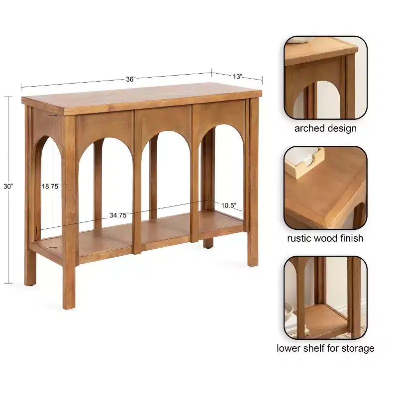 Table console Ulla Kate and Laurel, 36x13x30, marron rustique
