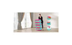 JVNOXK Armoire de rangement pliante 4 étagères 50,8 cm 4 compartiments, bacs de rangement avec portes magnétiques Armoire de rangement en plastique avec roues Bleu et rose