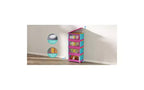 JVNOXK Armoire de rangement pliante 4 étagères 50,8 cm 4 compartiments, bacs de rangement avec portes magnétiques Armoire de rangement en plastique avec roues Bleu et rose
