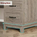 Bureau de direction 53,5 po avec 4 tiroirs, bureau d'ordinateur en bois pour bureau à domicile avec classeur, bureau d'écriture de style rustique pour l'étude, gris