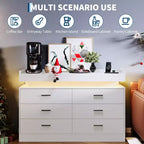 Commode moderne à 6 tiroirs, meuble TV et meuble de rangement avec plateau flottant, buffet neutre pour salon, chambre ou salle à manger