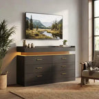 Commode moderne à 6 tiroirs, meuble TV et meuble de rangement avec plateau flottant, buffet neutre pour salon, chambre ou salle à manger