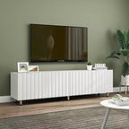 Meuble TV moderne JVNOXK de 70 pouces, adapté aux télévisions de 65 pouces et plus, avec espace de rangement et deux tiroirs, idéal pour les salons, blanc