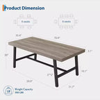 Table de cuisine longue en bois de 70,87 po avec cadre en métal robuste et finition poirier pour dîner, cuisine, salle à manger