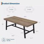 Table de cuisine longue en bois de 70,87 po avec cadre en métal robuste et finition poirier pour dîner, cuisine, salle à manger