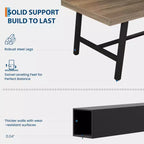 Table de cuisine longue en bois de 70,87 po avec cadre en métal robuste et finition poirier pour dîner, cuisine, salle à manger